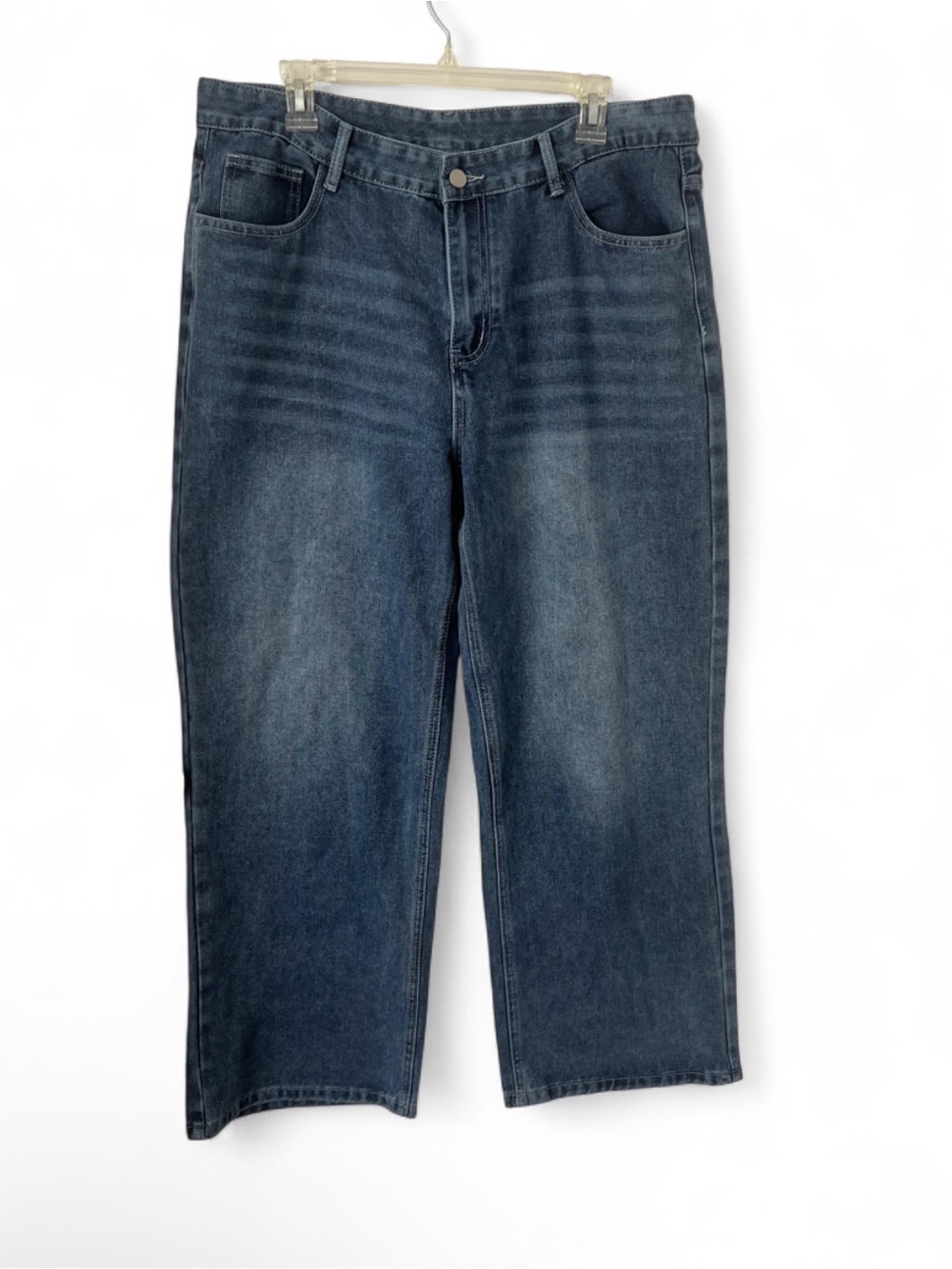 Women's Blue Denim Super Wide Leg Jeans in XL size